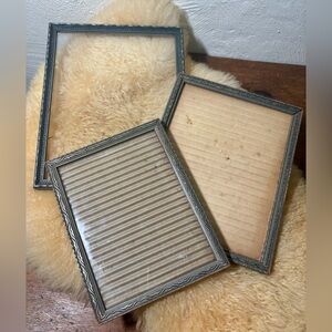 Vintage Ornate Metal Picture Frames in Cream and Silver - Set of 3